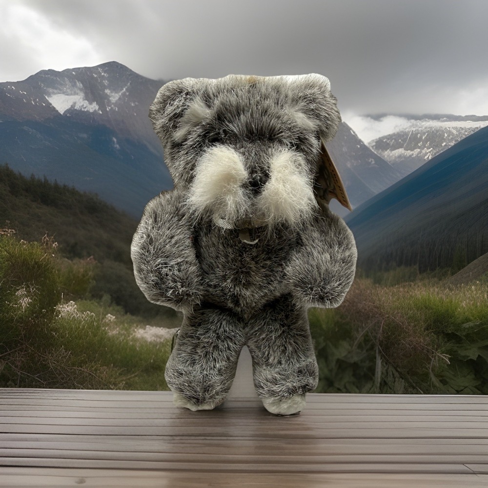 Russ VTG Over The Hill‎ Gray Teddy Bear Plush White Muzzle w Tags Item 606